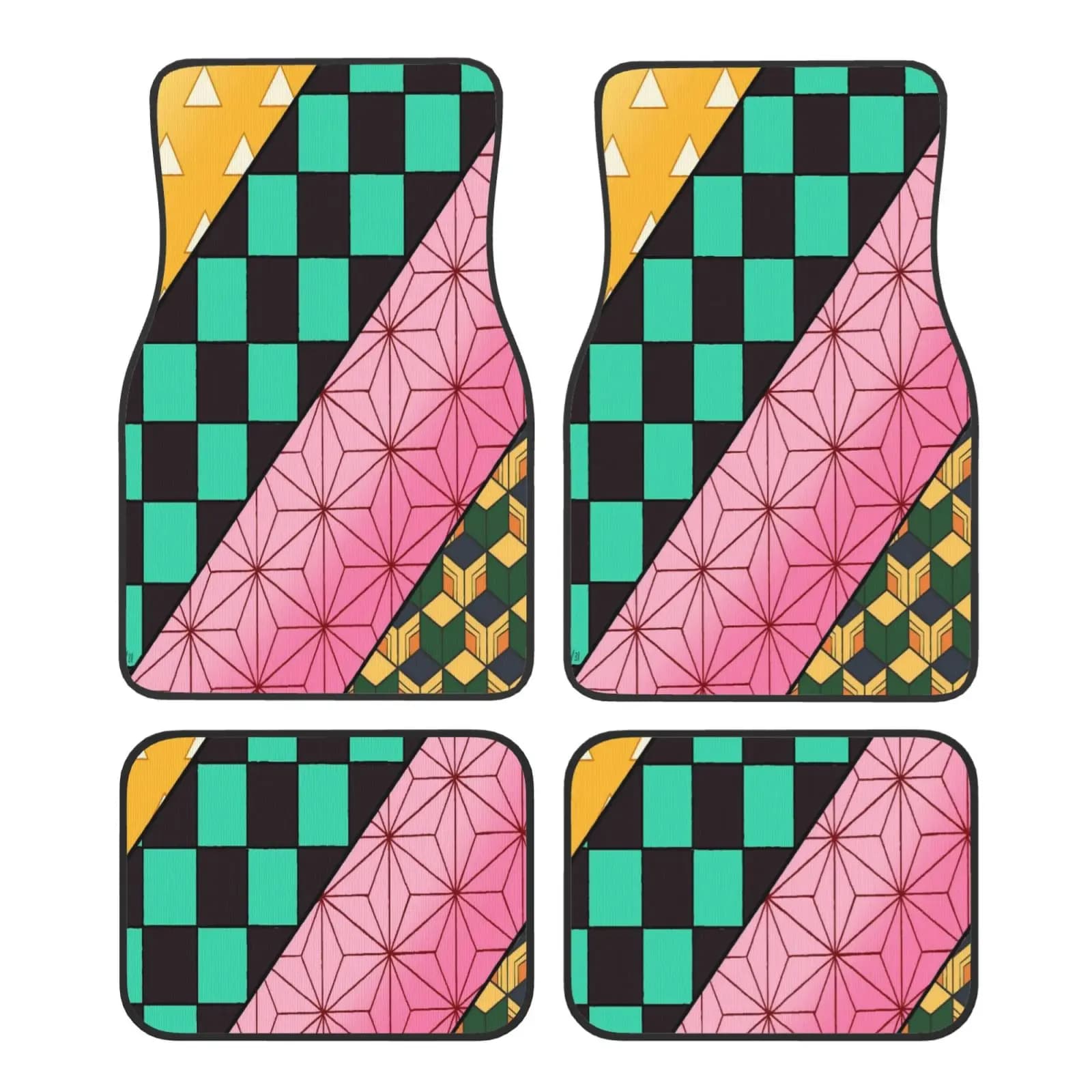 Demon Slayer Cool Mixed Pattern Car Waterproof Rubber Car Mats 4PCS Car Floor Carpets Rugs Non-Slip Auto Foot Mats Floor Mat