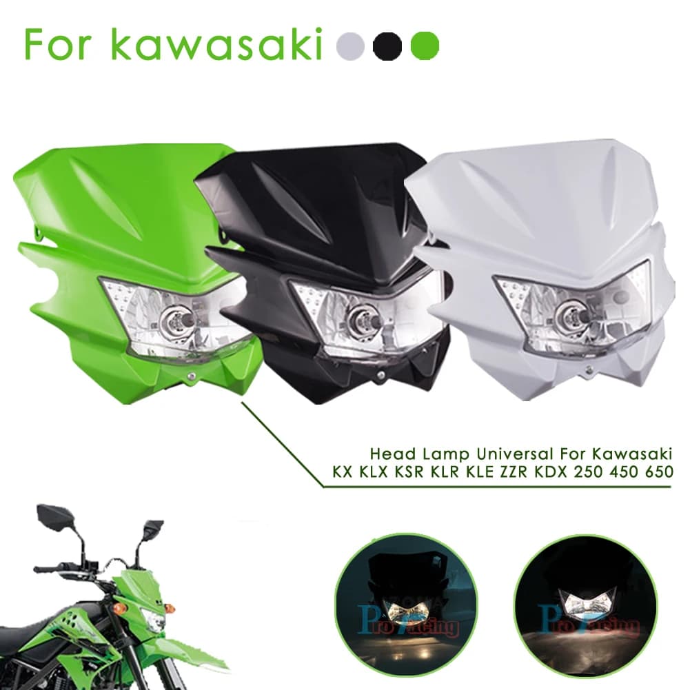 Faro del motociclo Universale Faro di Luce Per Kawasaki KX KLX ZZR KDX 110 125 250 300 450 500 501 Enduro Off Road Pit Bike