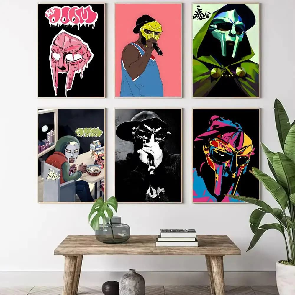 1PC MF Doom Painting Calligraphy Canvas Poster Wall Art Aesthetic Home Decoration for Living Room