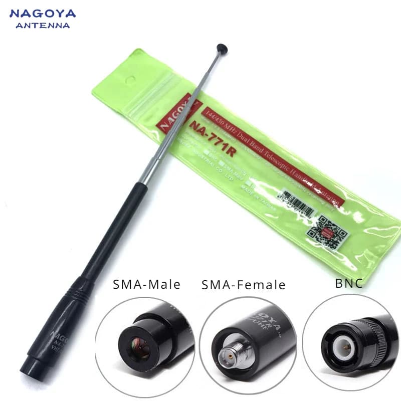 Nagoya NA-771R Dual Band VHF UHF 144/430MHz SMA Maschio/Femmina/BNC Antenna telescopica per Baofeng Accessorio UV-5R 888S UV82 H777
