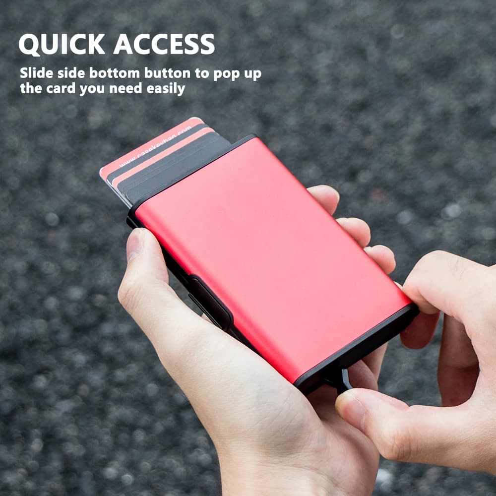 CASEKEY Portafoglio pop-up multifunzione in alluminio di nuovo design con blocco RFID Porta smart card antifurto Mini portamonete con fermasoldi