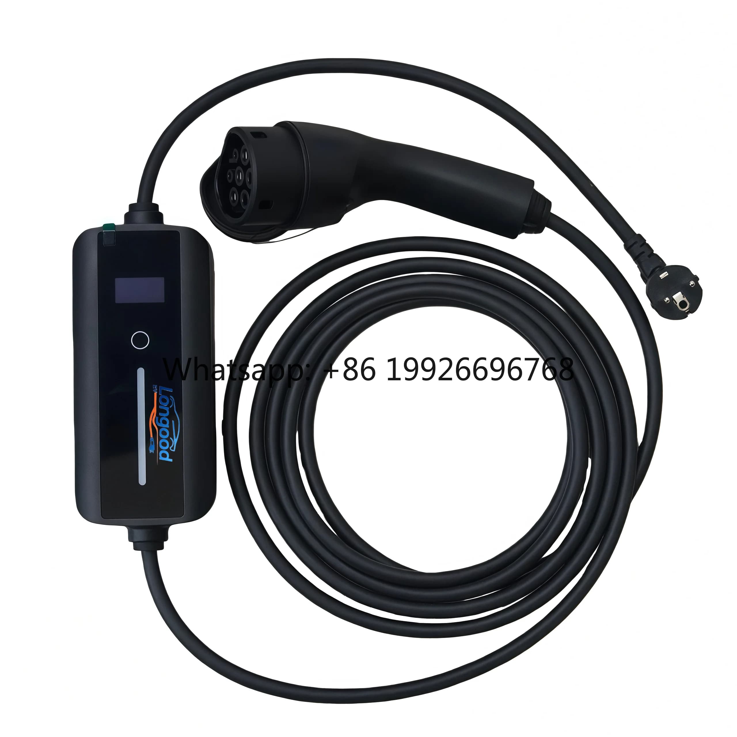 Nuovo Caricatore EV AC con Schermo LCD e LED, 240V 1.92KW~11.5KW, Tipo 1/Tipo 2/NACS 15-50P, Spina di Alimentazione