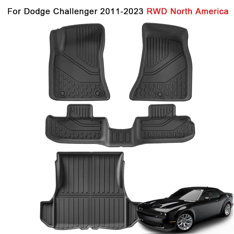 Dodge Challenger RWD 3D Car Mats (2011-2023) for the North American market, luggage mats and accessories, compatible with left-hand drive