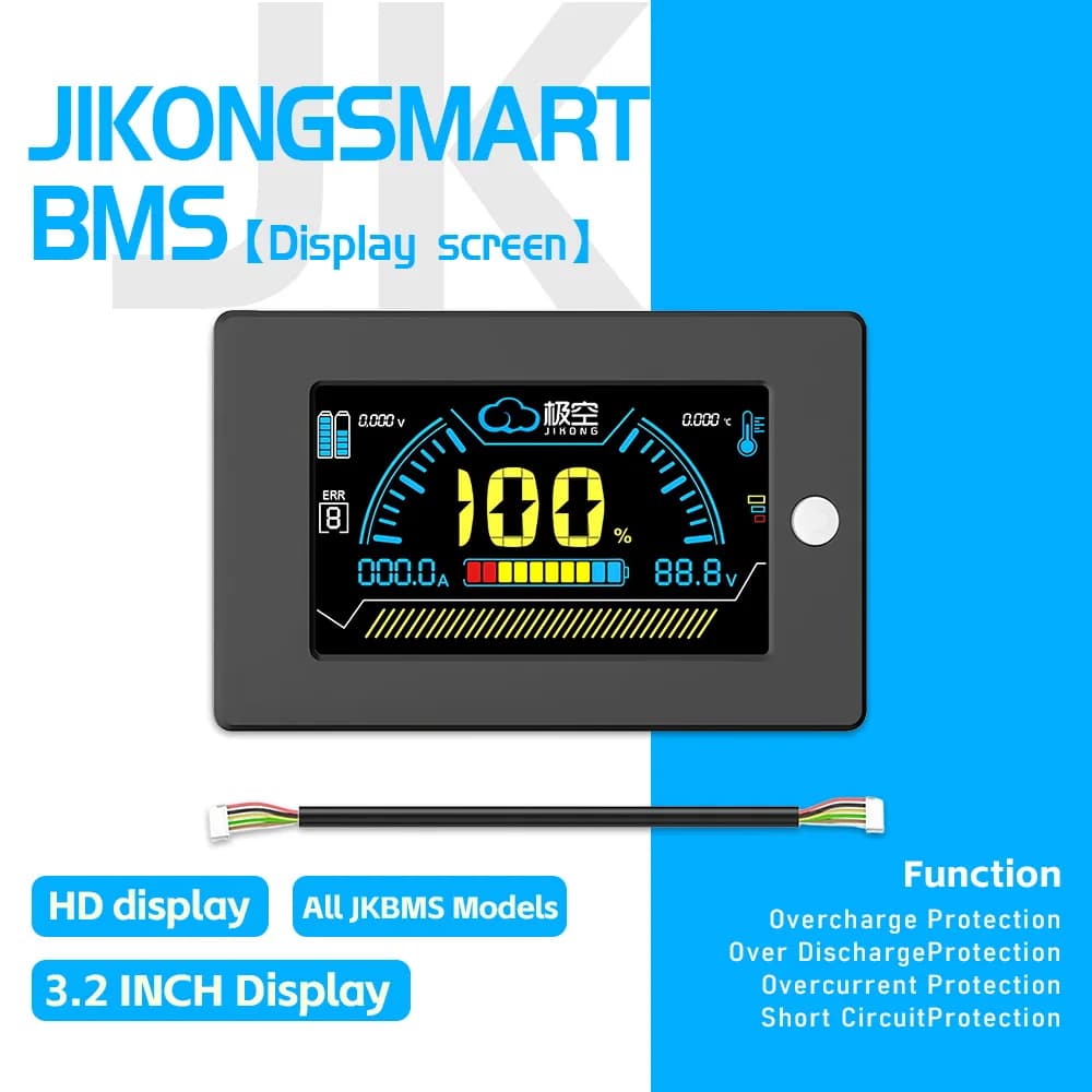 3.2 JK BMS LCD Display for JIKONG Smart BMS, SOC Real Time Indicator, Voltage, Current, Temperature and Error Code