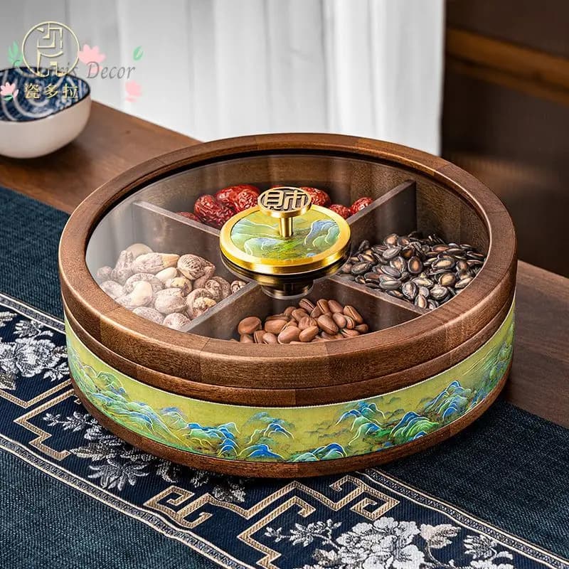 6 years old new new Chinese-style solid wood dried fruit box household living room coffee table fruit plate high-end engagement