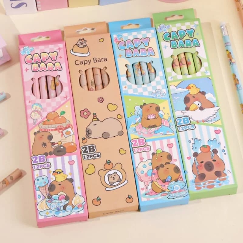 8 box/lot Kawaii Capybara Wooden Pencil Standard Pencils Writing Drawing Tool School Office Supply Student Stationery