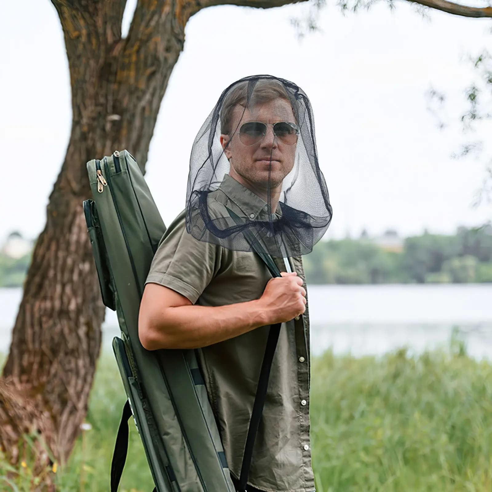 2Pcs Sturdy Round Brim Mesh Head Net for Full Bug Mosquito Protection Fishing Bee Feeding Hunting Jungle Travel Hiking Outdoor