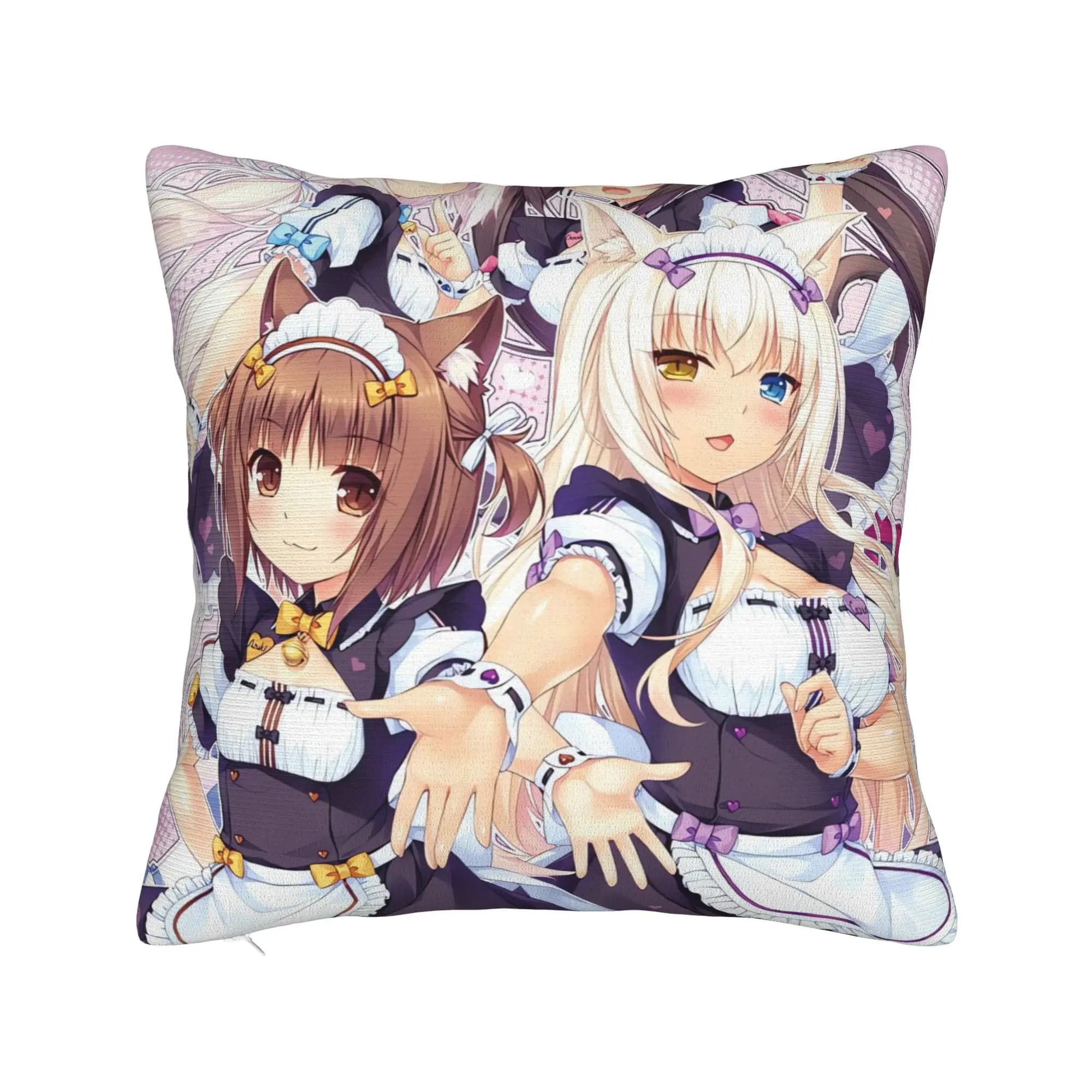 Fodera per cuscino Super Kawaii Game Nekopara Chocola Vanilla, morbida e divertente, per soggiorno, letto e sedia