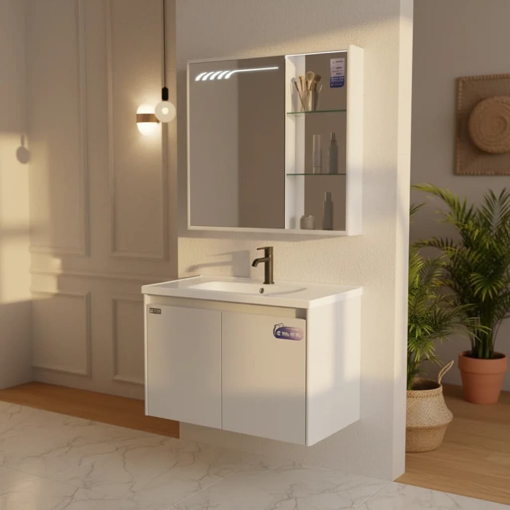 Modern Floating Design Make Up Vanity Table With Mirror Aluminum Profile Stainless Steel Wall-Mounted Bathroom Vanity