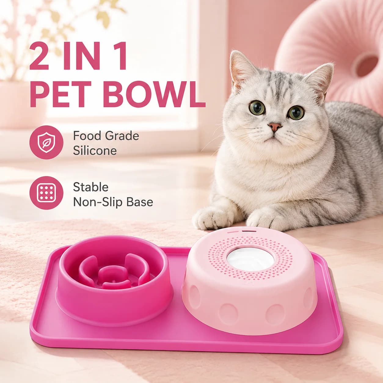 Dog Cat Slow Feeder Bowl Lick Mat Anti Choking Pet Feeding Bowl Silicone Non Slip Puzzle Food Bowl Training Double Use Dish