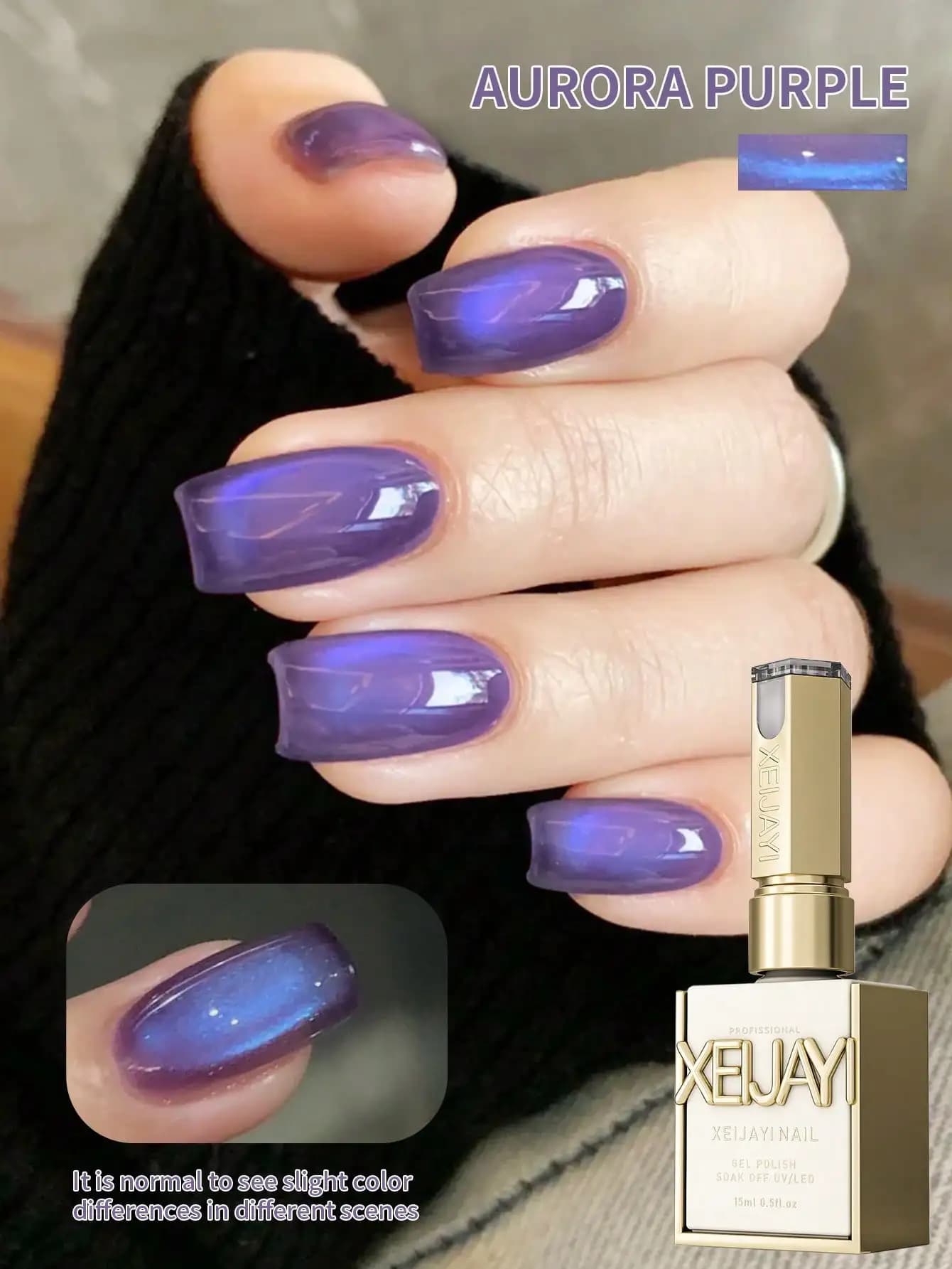Smalto per unghie gel aurora Purple Cat Eye 1PC, polimerizzazione UV LED, gel per nail art ad asciugatura rapida a lunga effetto