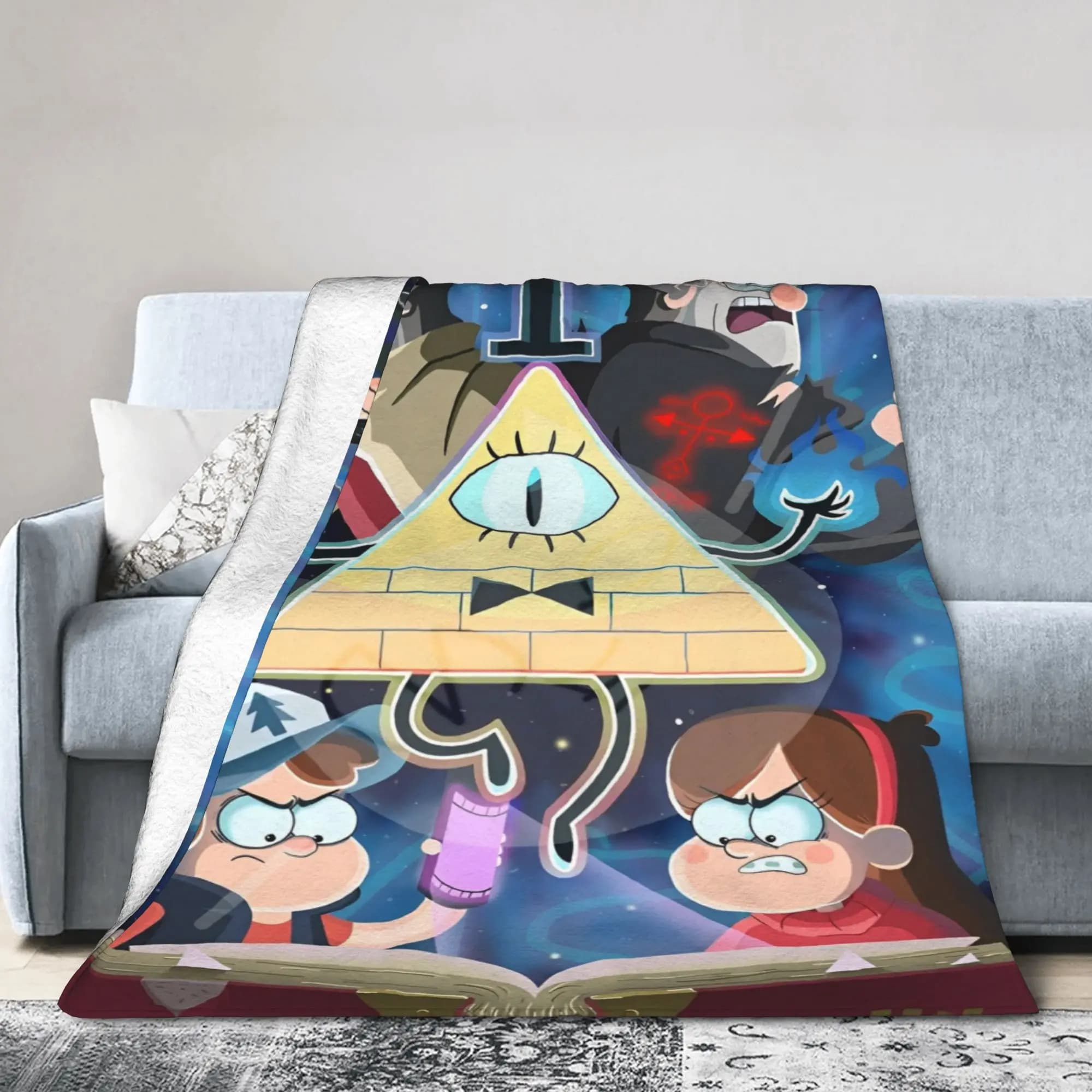 Gravitys Falls Coperte di flanella Bill Cipher Adventure Mistero Commedia Coperte animate per la casa Hotel Divano Copriletto