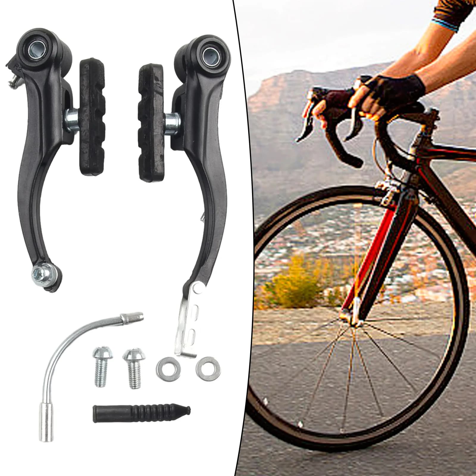 Set pinza freno MTB Bike V Set pinza freno lineare in lega di alluminio per bicicletta da montagna con Set di pastiglie freno e leve