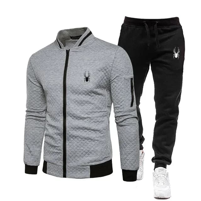 Nuovo completo casual da uomo primaverile/autunnale con giacca con zip e colletto alto e pantaloni, set da 2 pezzi, tuta da jogging alla moda per esterni.