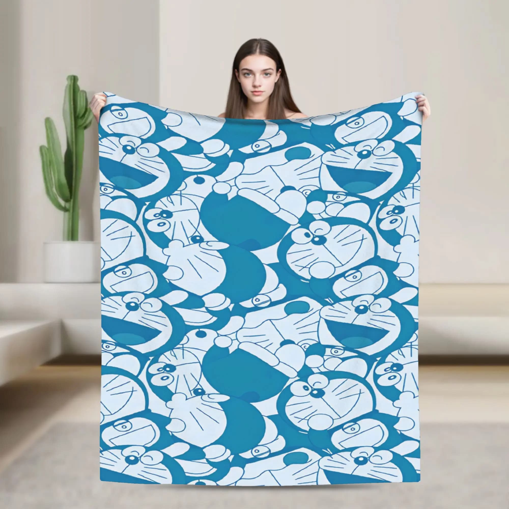 D-doraemon Soft Warm Blankets Travel Office Plush Throw Blanket Graphic Living Room Flannel Bedspread Sofa Bed Cover