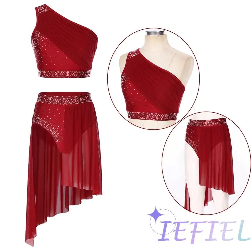 Donne Ragazze Lirico Moderno Elogio Danza Performance Vestito Pattinaggio di Figura Ginnastica Ritmica Atletica Activewear Set 2 Pz/set