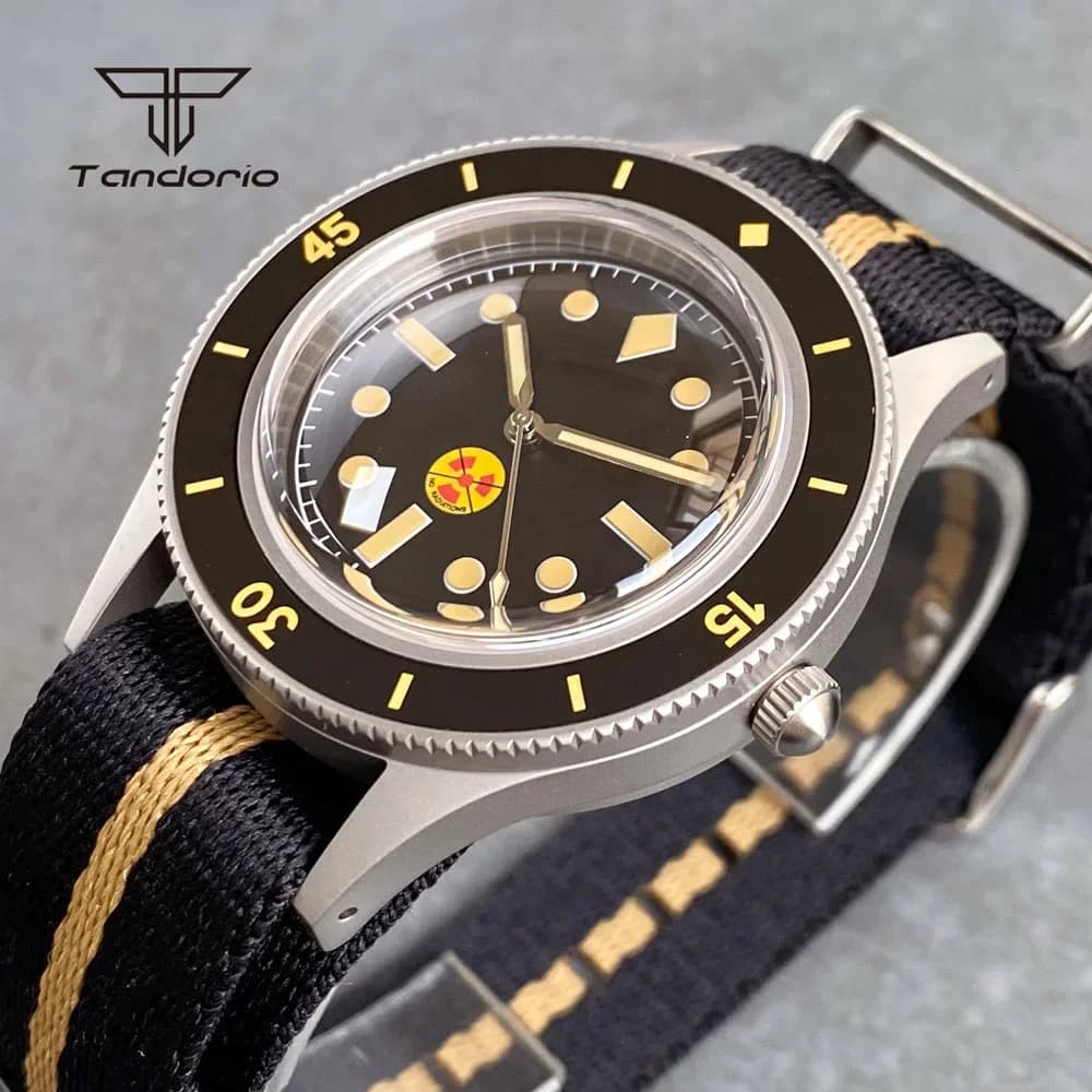 Tandorio Sandblasted 50-Fathoms Style Dive 40mm Men's watch Miyota8215 PT5000 Retro wristwatch with 20ATM bright sapphire crystal dome