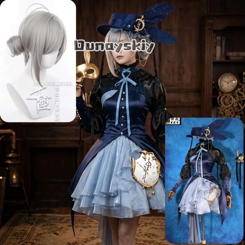 LWW14*Vertin Cosplay Costume Long Eared Blue Lolita Dress Wig Accessories Full Set Uniform Game Reverse:1999 Halloween Party