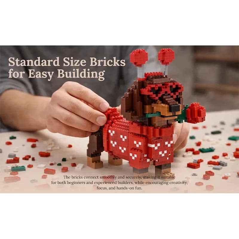 Set di mattoncini esclusivo per San Valentino - Adorabile modello di cane costruibile con design a forma di cuore, simpatico regalo ideale per amanti dei cani