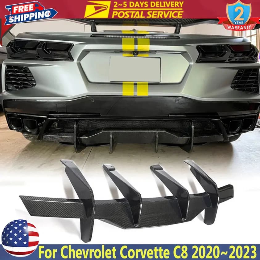 Diffusore Posteriore Stile Pinna di Squalo per Chevrolet Corvette C8 Z51/Stingray 2020~2023, Spoiler Posteriore, Kit Carrozzeria