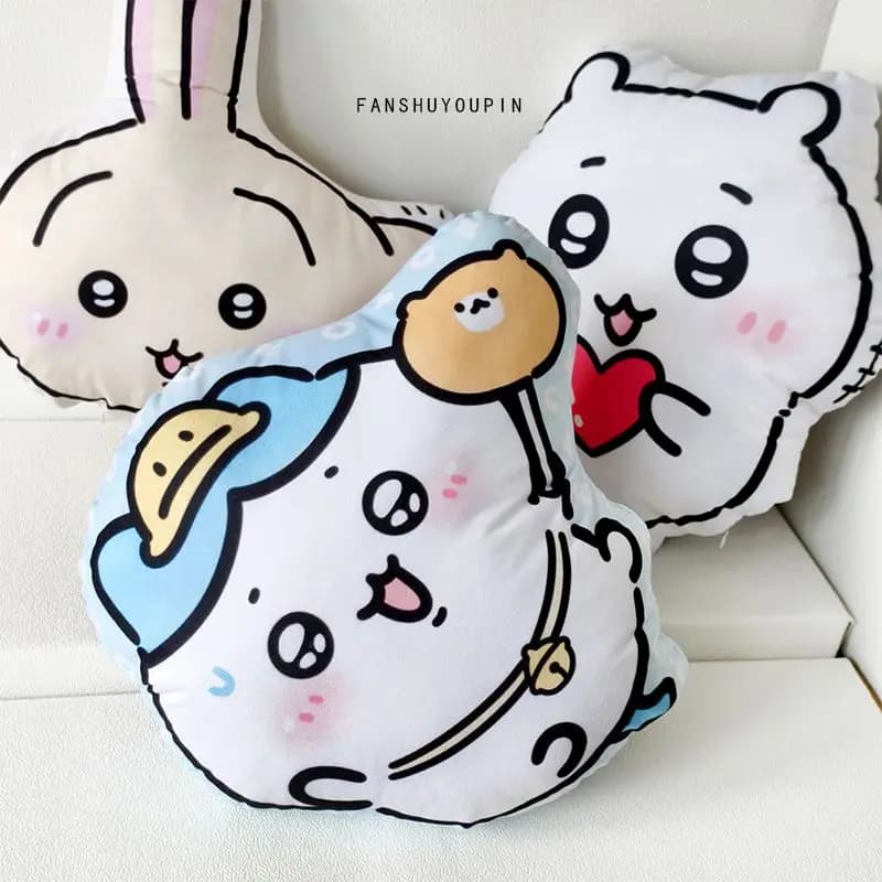 Cartoon Anime Chiikawa cuscino, stampa fronte-retro Anime bambola periferica, Kawaii hachiware Cuscino lombare per auto, Regalo di Natale