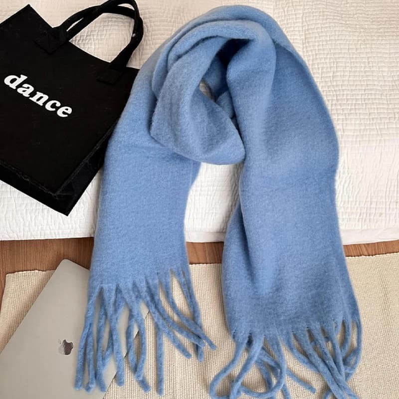 Haze Blue Imitation Cashmere Scarf Women 2025 New Autumn Winter Atmosphere Oriented Scarf Keep Warm Scarf