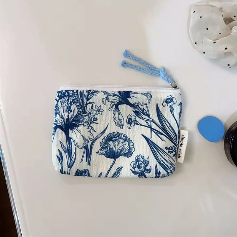 Borsa cosmetica da donna Beauty Cute Coin Money Travel Wash Pouch tessuto Women Flower Small Lipstick Storage Bag Organizer per articoli da toeletta