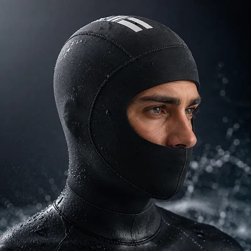 For DIVE & SAIL 3MM Neoprene Diving Cap Warm Winter Swimming Snorkeling Surfing Head Cover with Shoulder Exhaust Cold Water