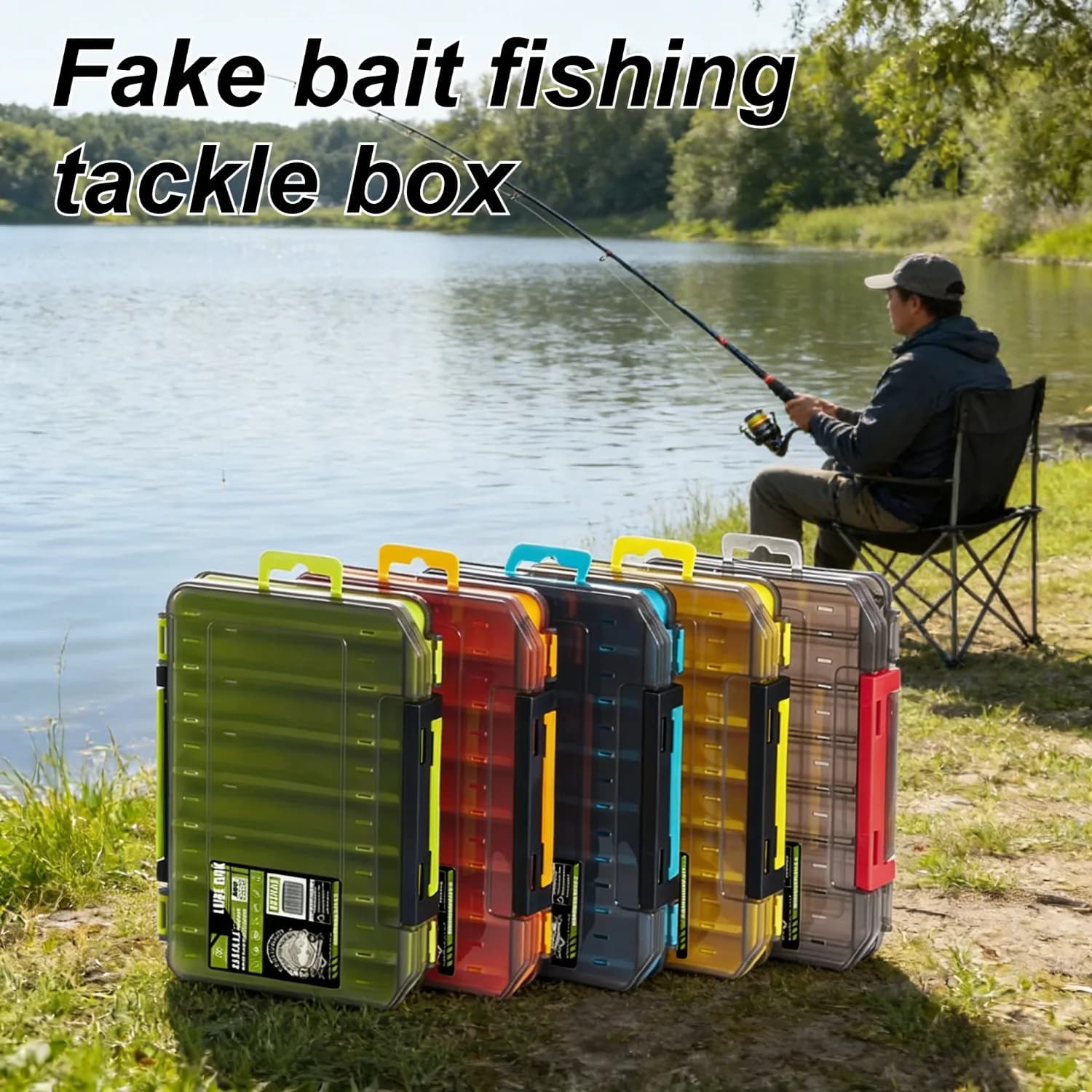 Outdoor fishing gear storage box, universal multi-sized artificial bait fishing gear box