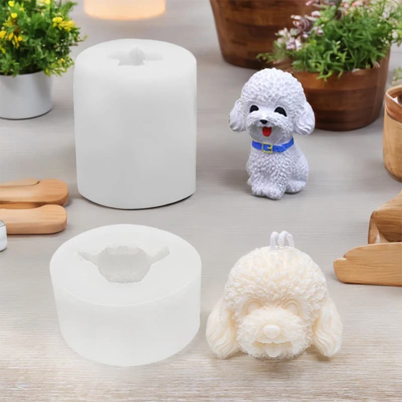 Silicone mold with 3D stereoscopic teddy head; Animal Scented Candle Print