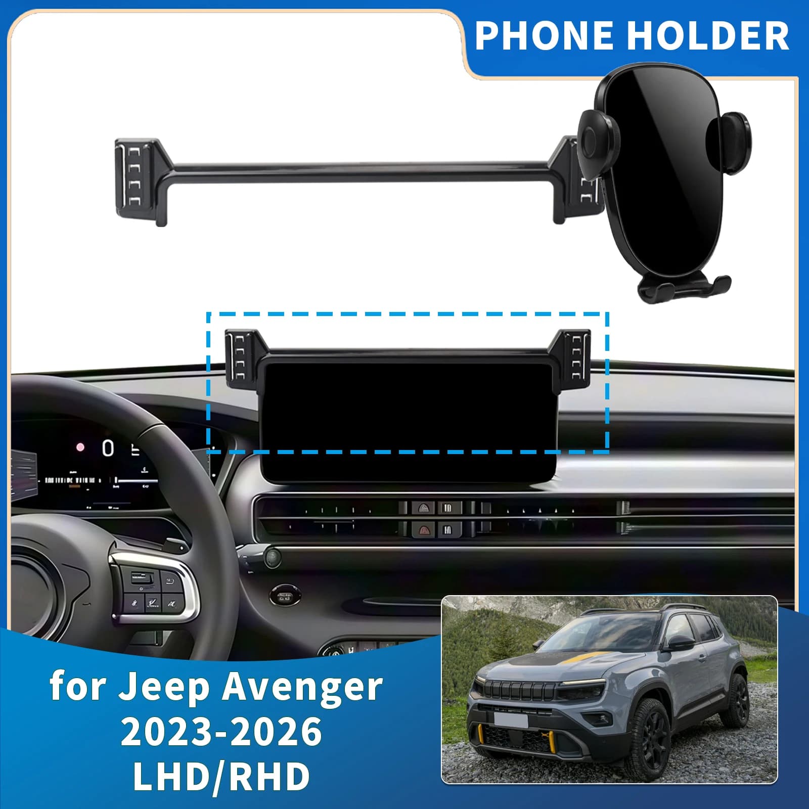 for Jeep Avenger 2023 2024 2025 2026 LHD RHD Integrated Screen Mount Phone Holder Mount Car accessoires