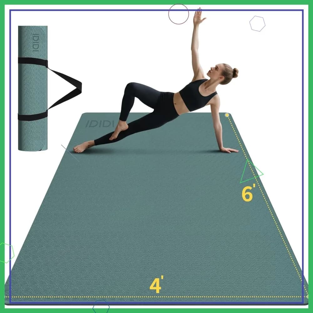 Tappetino Yoga Extra Large 6x4 ft, Antiscivolo in POE Spessore 0,32/0,4 Pollici, Tappetino Ecologico per Allenamenti a Casa, Yoga e Pilates