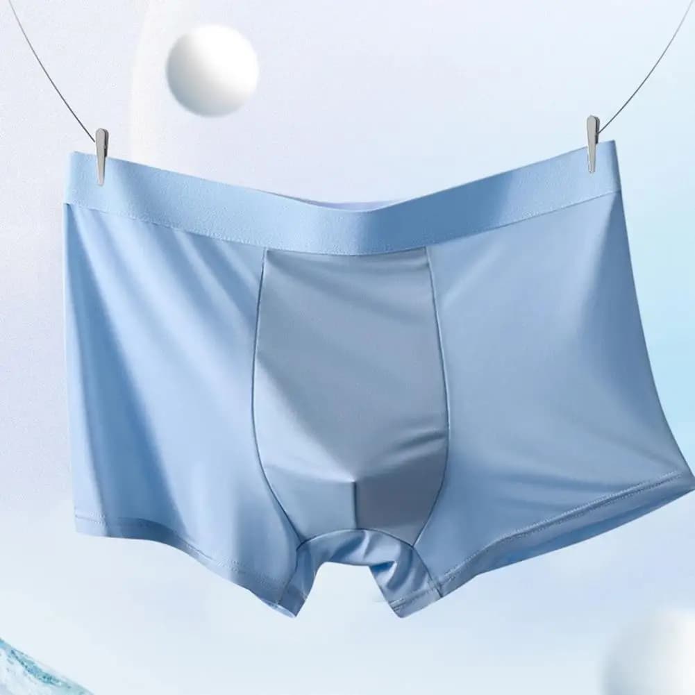 Breathable Boxer Shorts Mid-rise Ice Silk Boxer Slim Fit Quick Drying Underwear U-convex Breathable Summer Boxers for Wear Sleep