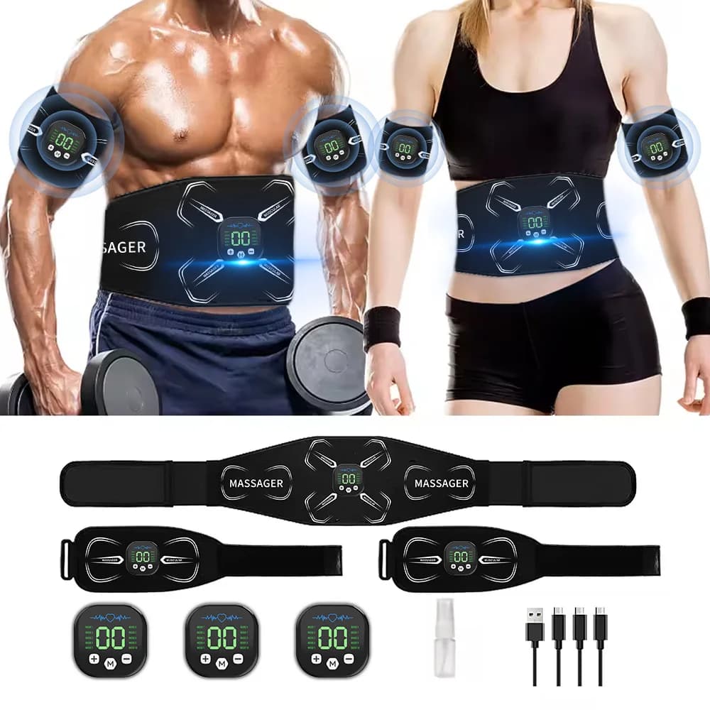 EMS Muscle Stimulator Abdominal Trainer Abs Toner Arm Belly Leg Exercise Workout Lose Weight Fat Burn Home Gym Fitness Equipment