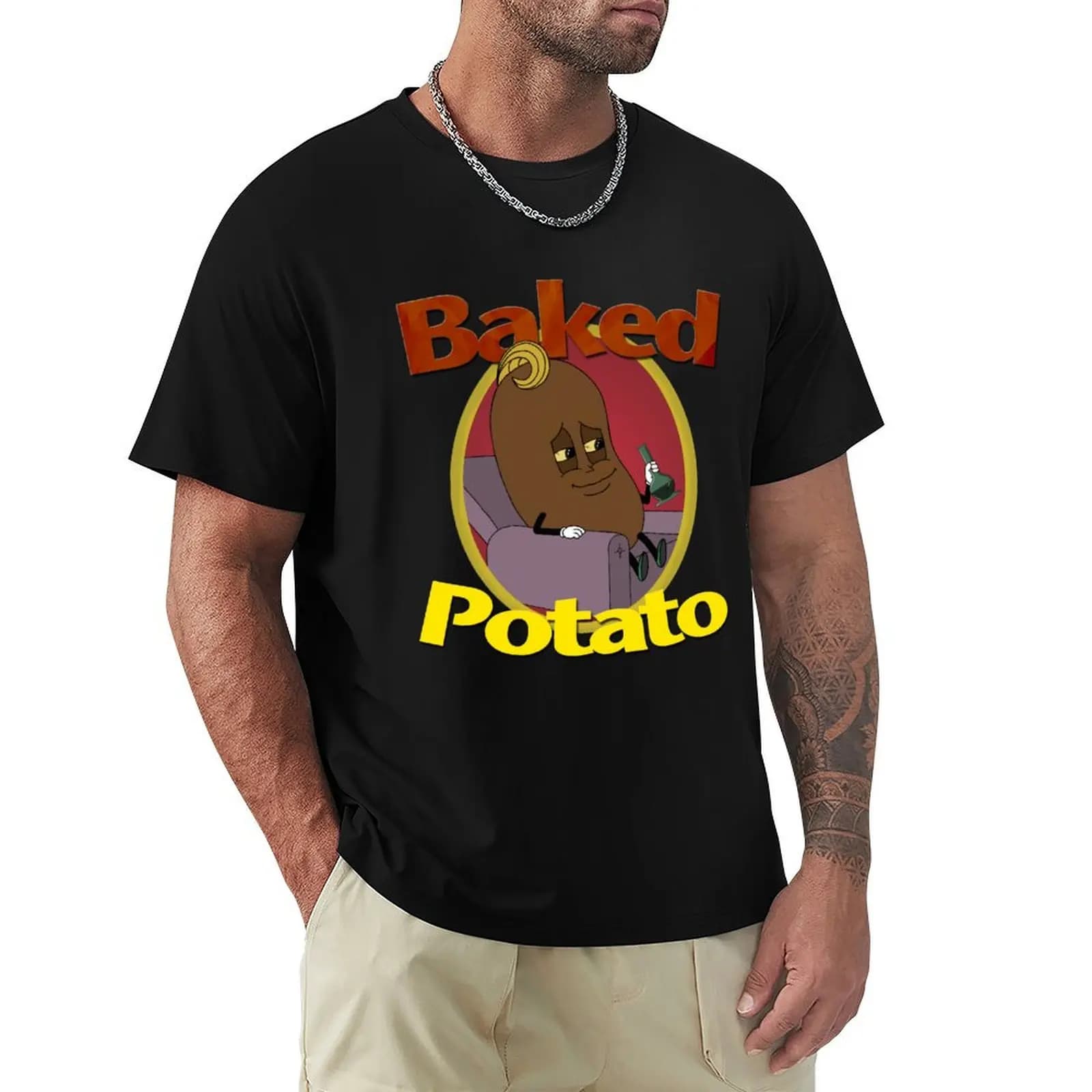 T-shirt con stampa di patate al forno, T-shirt da lavoro per esterni