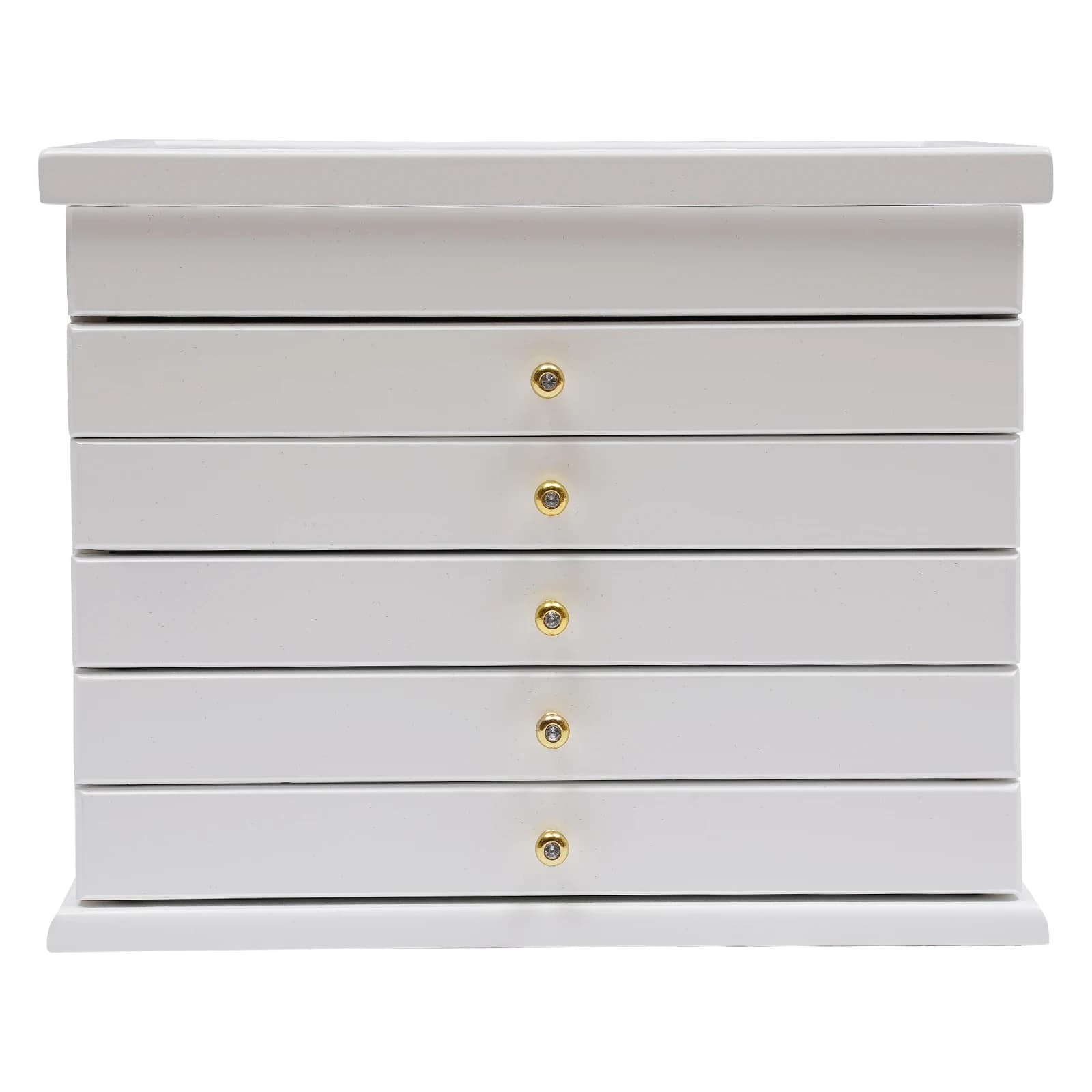 6 Layers White Jewelry Box, Paulownia Wood Detachable Drawer Jewellery Storage Case, Velvet Lined Large Capacity Earring Necklace Watch Organizer, Desktop Cosmetic Trinket Display Cabinet, Multifunctional Accessory Collection Holder