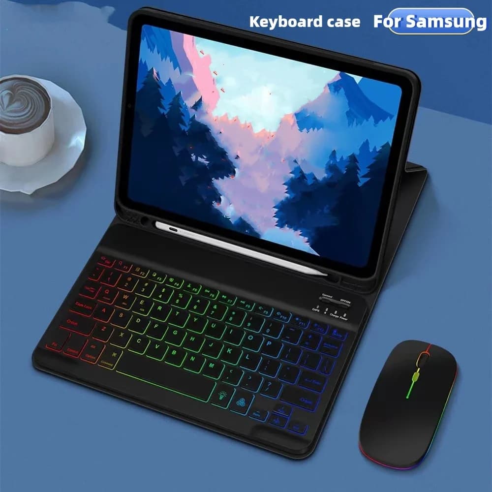 Custodia con tastiera per Samsung Galaxy Tab S10FE S9FE S6 Lite 10.4" A9+ S7 S8 S9 10 FE Plus 11"12.4" Custodia con tastiera magica per tablet