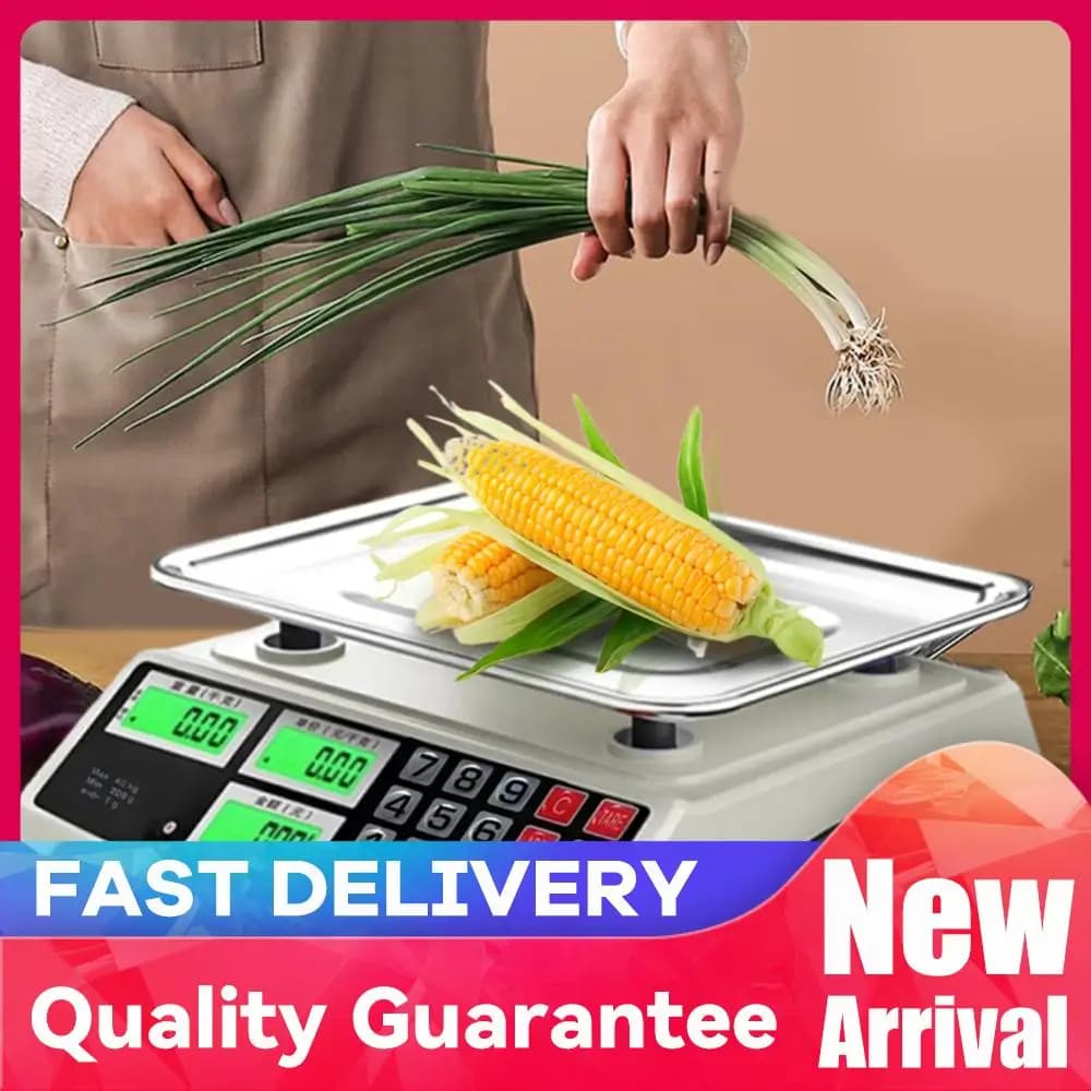 Commercial Libra 40kg/1g with Stainless Steel Plate, Countertops with Digital LCD Display for Agricultural and Macellery Markets