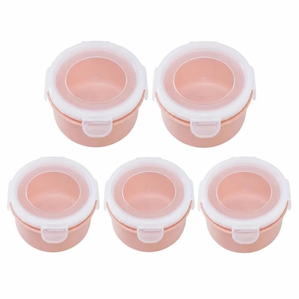 5PCS Fresh Plastic Food Storage Containers Round Shape Airtight Snap-Lock Lunch Boxes Refrigerator Food Boxes Pantry Storage