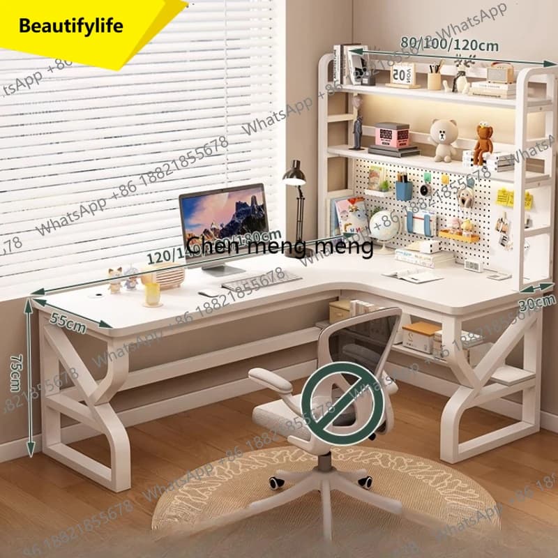 Scrivania angolare A38 dal design unico, bianca, per gaming, comodino, scrivania da ufficio con contenitore, moderna, Mesa Ordenador, accessori per la casa