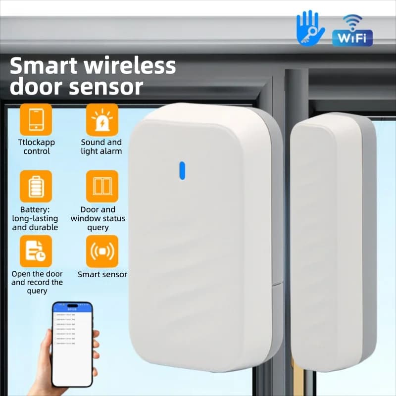 TTLOCK Smart WiFi Sensore per porte e finestre Allarme magnetico Interruttore di contatto Rilevatore di sicurezza wireless Dispositivo di controllo APP antifurto