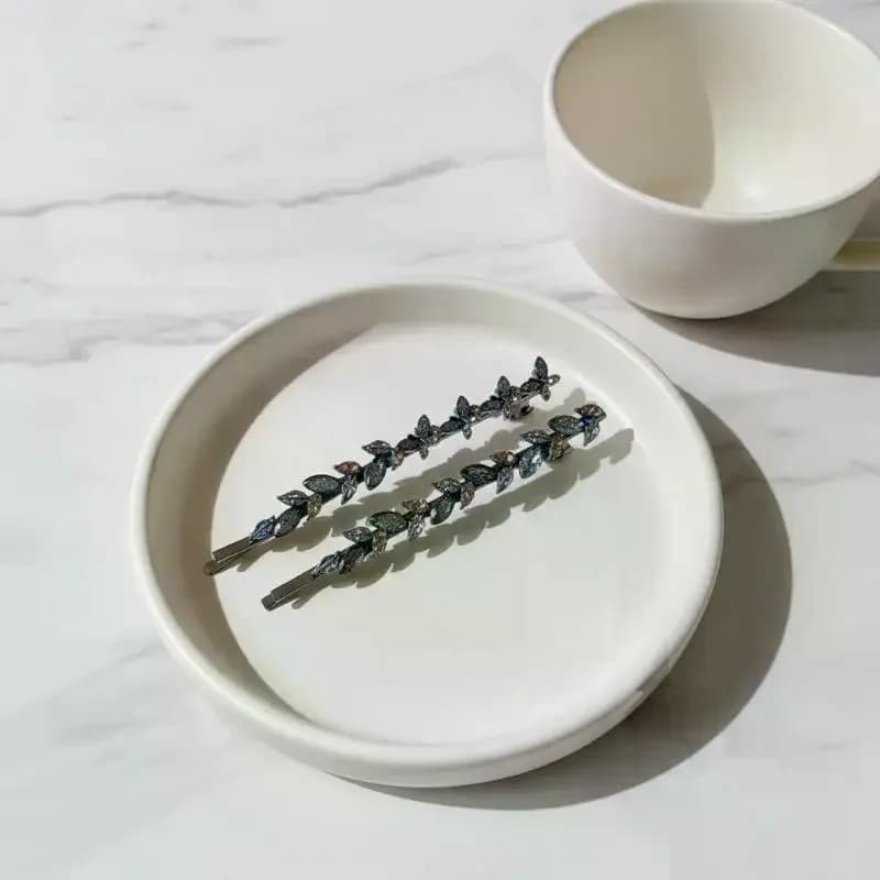 2Pcs Cute And Sweet Women's Bangs Side Clip Super Fairy Rhinestone Butterfly Hairpins Korean Style Hair Clip Headdress