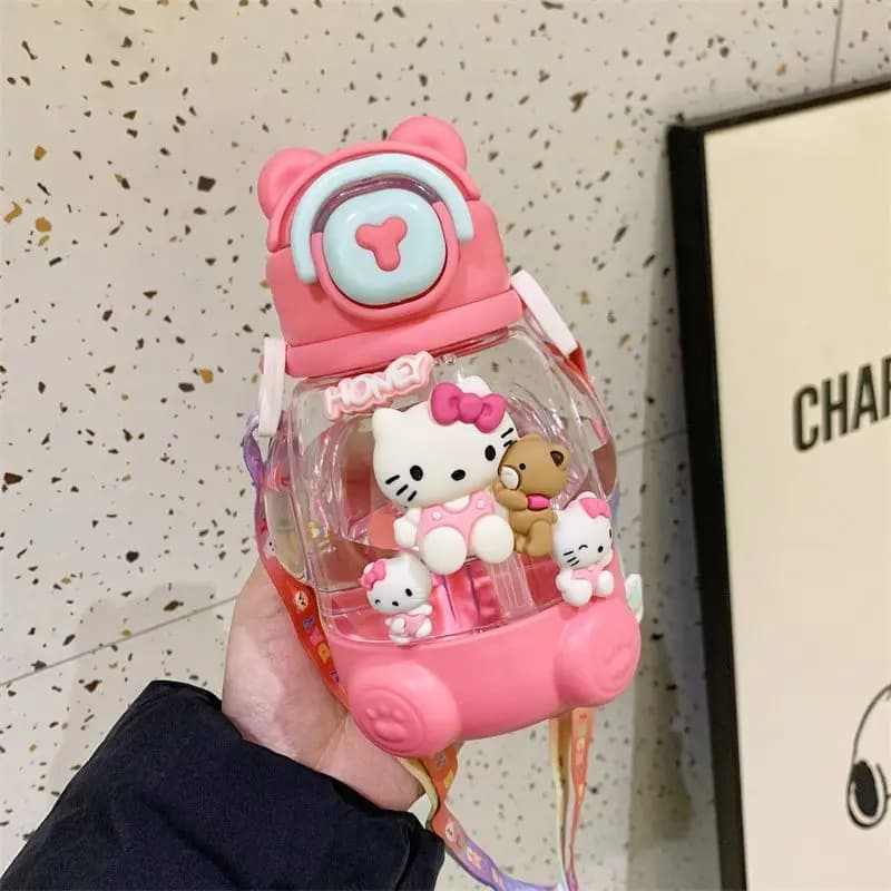Kawaiicartoon personaggi anime kuromi food grade nuovo stile tazza d'acqua per bambini ragazza studente estate tazza di paglia portatile all'ingrosso