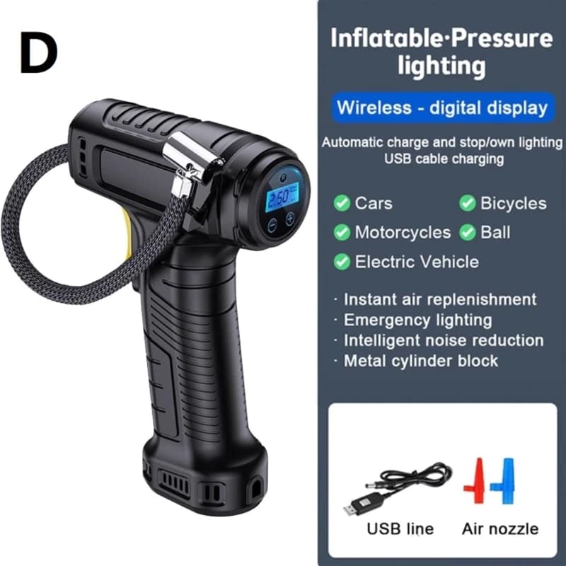 Compressore d'aria Pompa d'aria elettrica per auto Gonfiatore digitale portatile per pneumatici 100W 12V Manometri pneumatici per auto moto