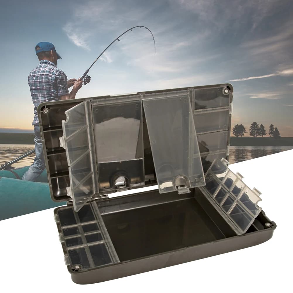 Scatola Organizzatrice per Pesca alla Carpa, Contenitore Portatile per Accessori da Pesca con 27 Scomparti Magnetici Multiuso