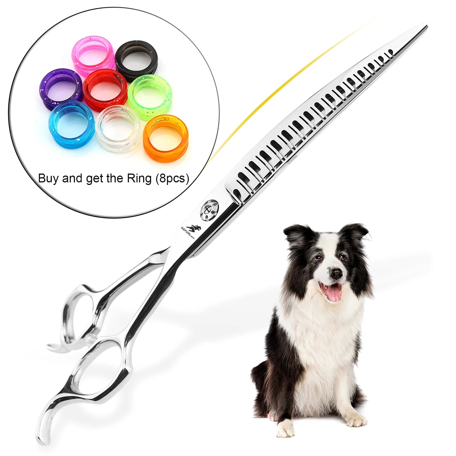 7.0inch silver VG10 gradient teeth alien-shaped down curved fishbone scissors pet grooming scissors super sharp and work great