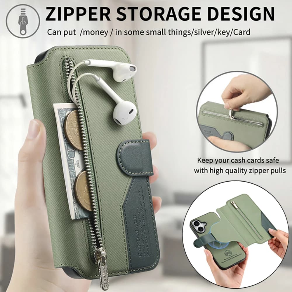 Magic7 8 Lite 5G 2In1 Portafoglio in pelle con cerniera staccabile Custodia RFID per Huawei Honor X7D Flip Cover Honor X9C Smart X9 C X9D Funda
