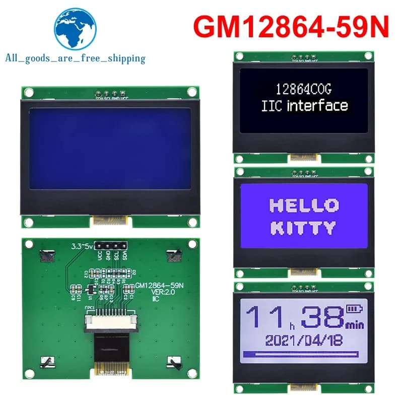 TZT 12864 Modulo LCD IIC 128X64 I2C ST7567S COG Scheda schermo grafica Pannello LCM 128x64 Schermo a matrice di punti per Arduino