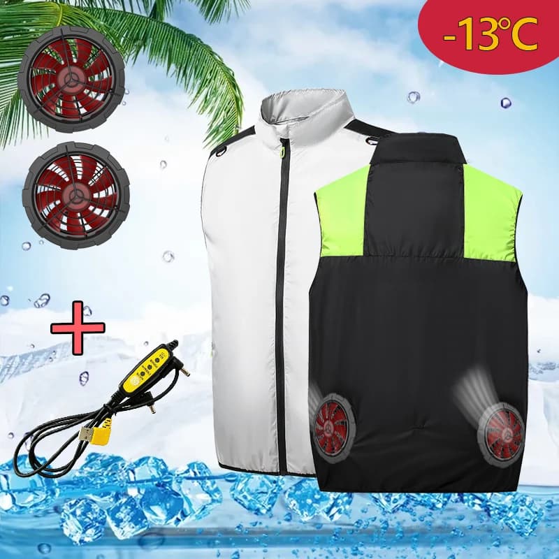 Gilet rinfrescante estivo da uomo con ventole, gilet da pesca impermeabile e protettivo dal sole, abbigliamento da lavoro, leggero
