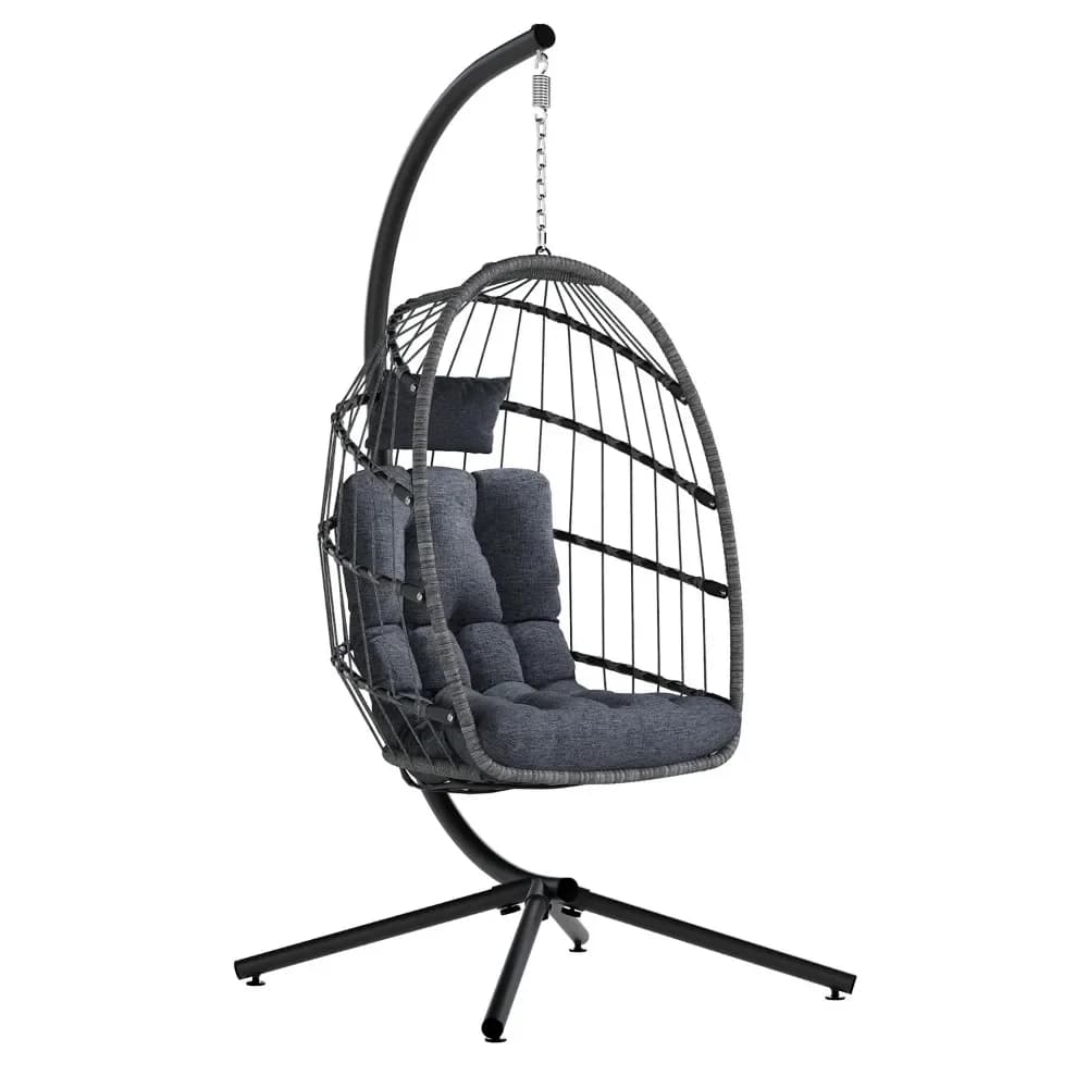 new Indoor Outdoor Wicker Egg Chair with Stand Hanging Swing Chair with Cushion 350 Lbs Capacity for Patio Customized